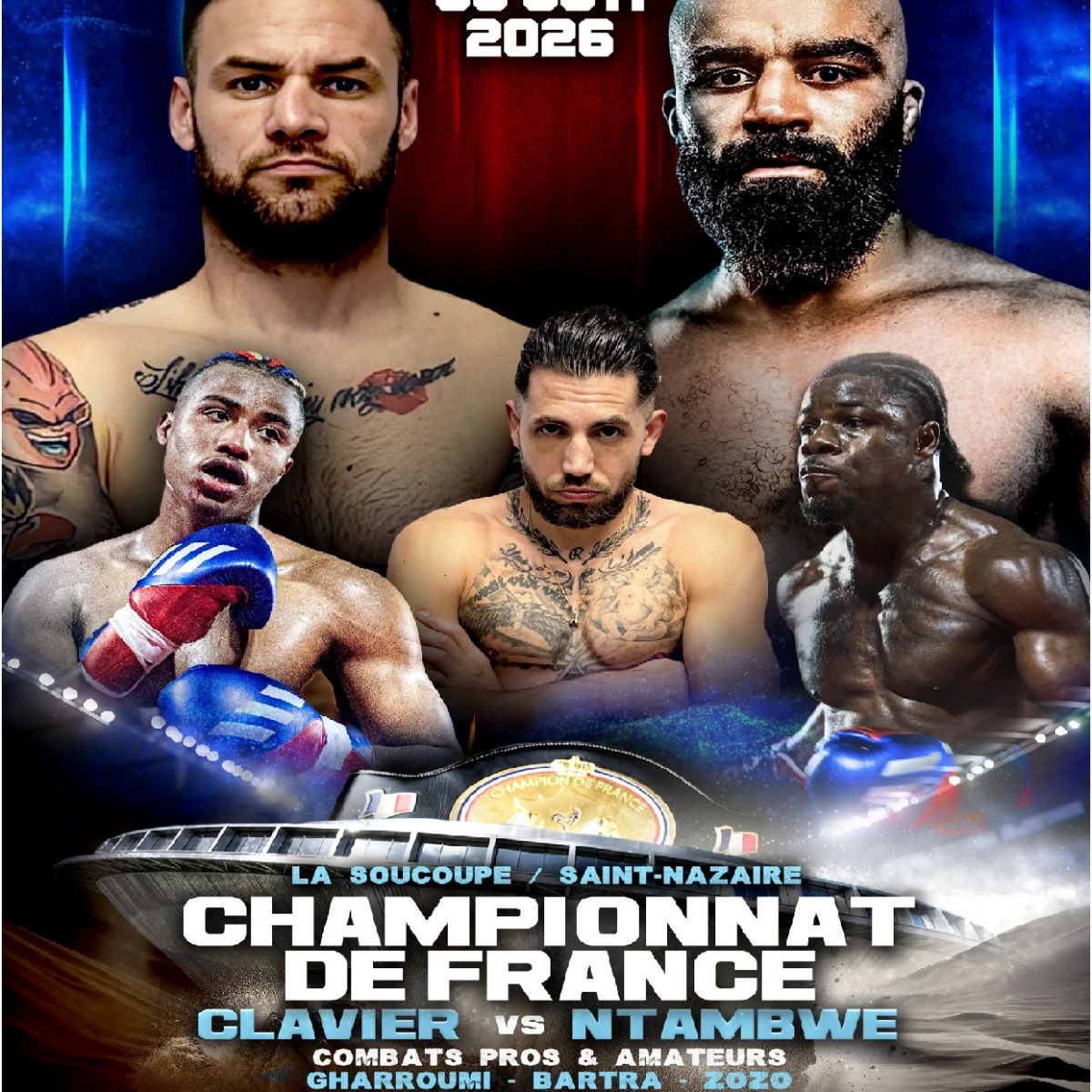 Affiche du championnat de France Clavier vs Ntambwe, 9 octobre 2026 à La Soucoupe